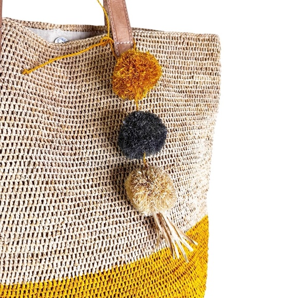 NWT Mar Y Sol Montauk Straw Large Tote in Sunflower - Picture 4 of 13